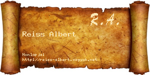 Reiss Albert névjegykártya